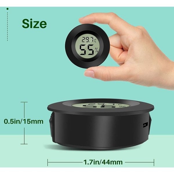 Mini Digital LCD-termometer Hygrometer Temperatur Luftfuktighet -50~70℃ 10%~99% RH för reptilinkubatorluftfuktare (6 delar)