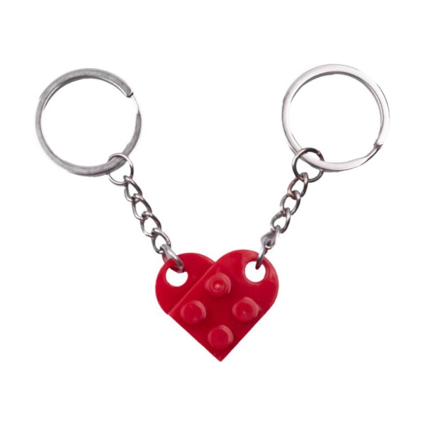 Hjerte Nøglering Matchende Nøgleringe Kæreste Nøgleringe Til Par Mursten Hjerte Kompatibel For Elskede Red
