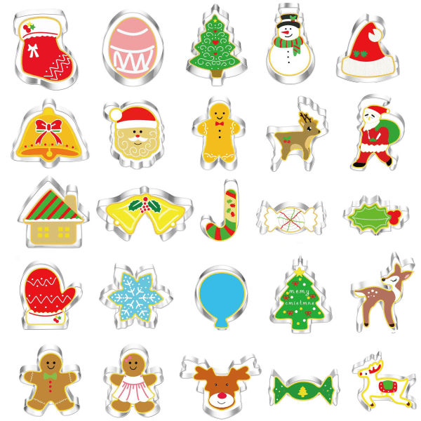 25 Delar Set Christmas Rostfritt Stål Cookie Cutters Snowman Xmas Tree Älg Set Bakning diy mold,