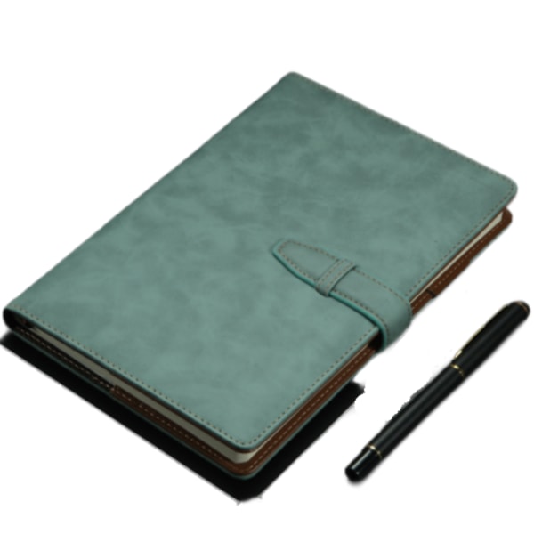 Läderdagbok med ett spänne förtjockat a5-anteckningsblock b5-anteckningsbok för företag (JDDZ088 ljusgrön A5),