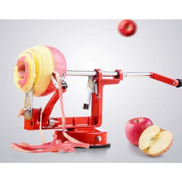 Käsikampi 3-in-1 omenakuorija Metallinen omenankuorija hedelmille ja vihanneksille, punainen,