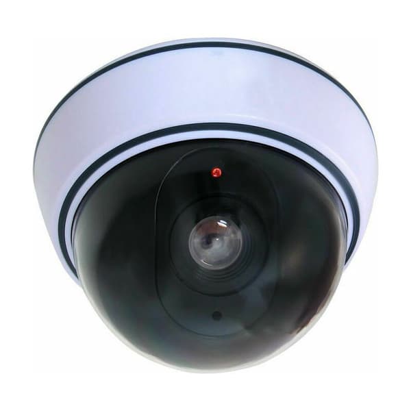 Set med 2 professionella dummy-kupolkameror med blixt, lins och blinkande LED (vit).