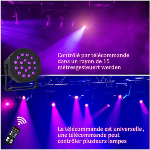 UV Violet 18LED scenljus UV Grow Light (Fjärrkontroll - EU-förordning), Lämplig för sovrum, kontor, sovsal