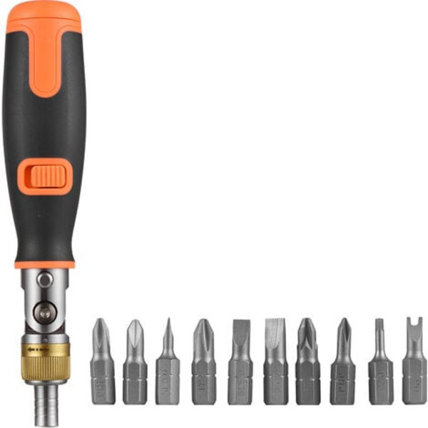 6,23 mm multifunksjonell skralleskrutrekker med 10 bits reparasjonssett svart+oransje