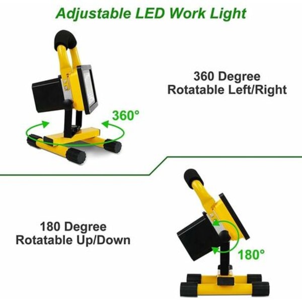 Genopladelig LED projektør 30W 2500LM Byggeplads projektør 6000mAh trådløs LED lys udendørs LED projektør Ba