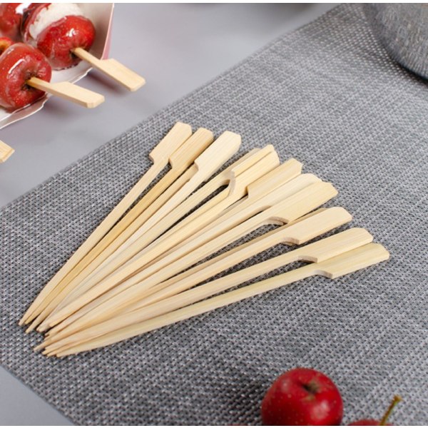 10 tum (ca 25,4 cm) bambuspett | extra lång | platt spett i trä med flagghandtag