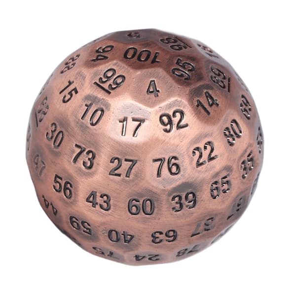Polyhedral tärningar i metall 100 sidor Tunga ljusa färger Rollspel Polyhedral tärningar Koppar