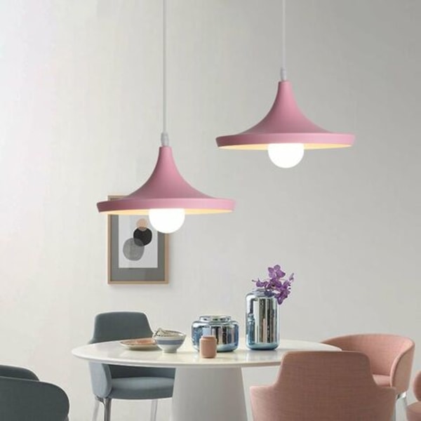 Moderne kreativ smijernspendel lysekrone E27 dekorativ anhengslampe Soverom Stue (rosa) - rosa