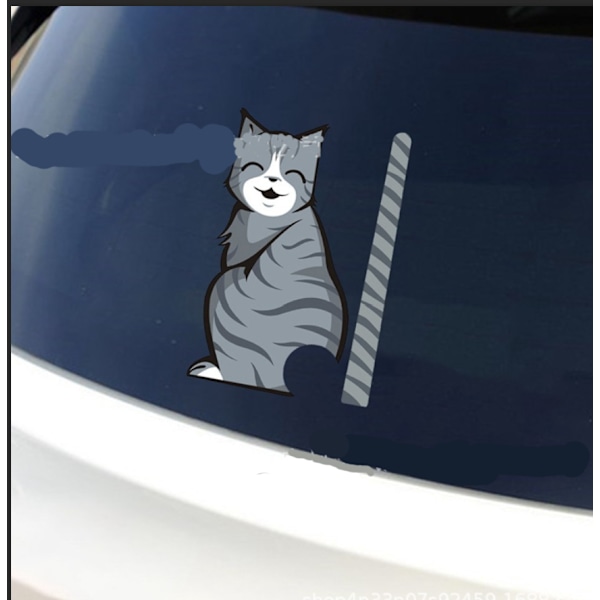 Smiling Cat Car-klistremerke, Reflekterende Cat Bakrutevisker Cat Car-klistremerke med hale som logrer og beveger seg katt (smilmønster)