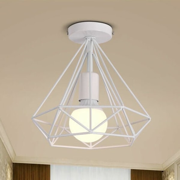 Bur Taklampe Moderne industriell metall Diamond lysarmatur E27 for soverom Gang Stue Bar - Hvit - Hvit