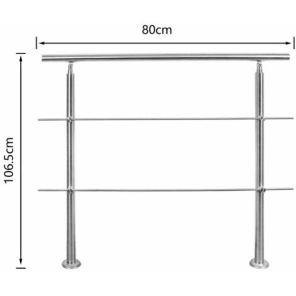 Ikkunan oven kaide Portaiden kaide ruostumatonta terästä oleva kaide kaide 80 cm 2 poikkipalkkia