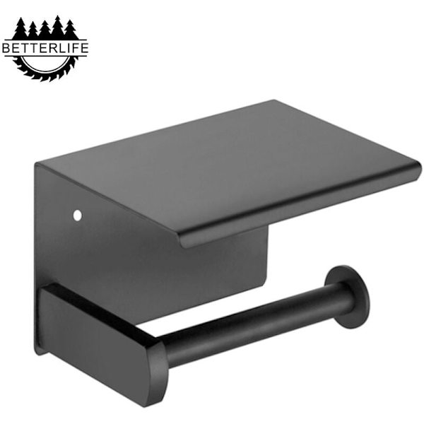 Sort ekstra tykk Toalettpapirholder, Veggmontert Toalettpapirholder med Telefon Organizer for Bad