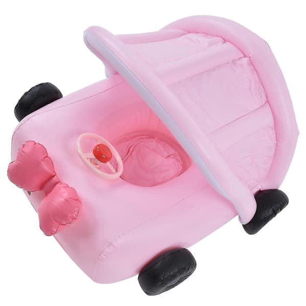 Rosa simringar för småbarn - Bilformade babysimflottar för simbassänger (förtjockade och säkra)