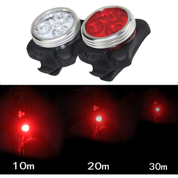 USB cykellampa för laddning av frontljus + bakljus, mountainbike, ridtillbehör (en set rött ljus + vitt ljus)