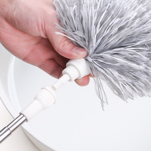 Kreativ rengøring fjer duster rustfrit stål loft børste vaske støv duster super lang teleskop duster