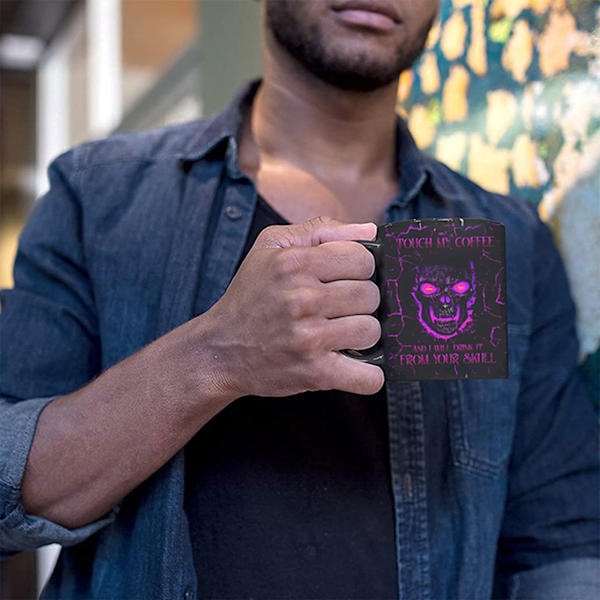 Rolig kaffemugg för beröring Mitt kaffe Jag kommer att dricka det Dödskalle 11 oz keramisk tekopp för män Kvinnor Halloween-julfödelsedagspresent null - 2