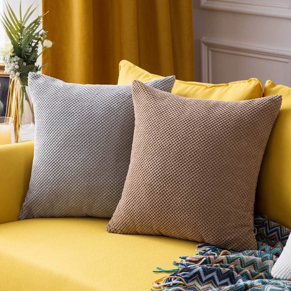 Sett med 2 ananas pellet putetrekk Myke solide dekorative firkantede putetrekk Puter for sofa soverom bil 20"x20", 50x50cm lys grå,
