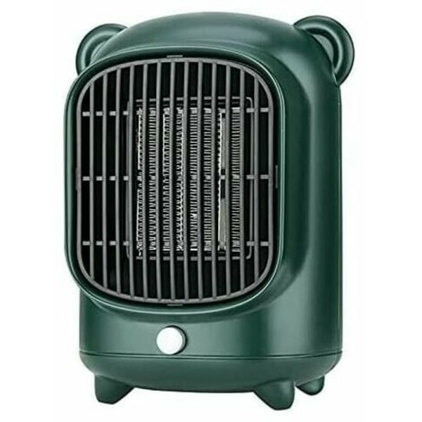 500 W bærbar elektrisk romvarmer med termostat, liten stasjonær keramisk varmeovn med kontorinnredning - Grønn