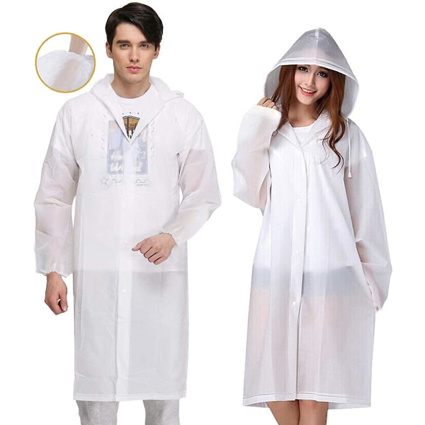 Lang bærbar regnfrakke til mænd og kvinder (hvid),