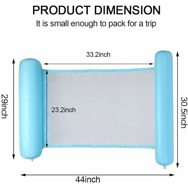 2-delt pool hængekøje flydende hængekøjer Oppustelig flydende hvilesofa til voksen (blå)