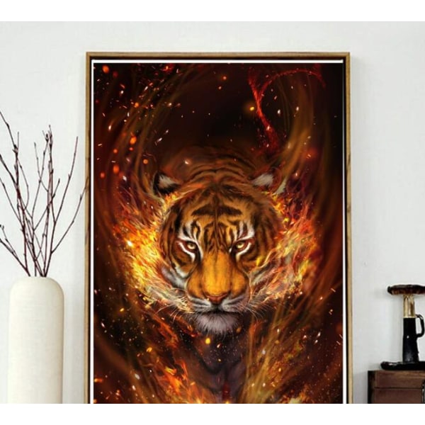 Flame Tiger diamantmaleri (30*40 cm)