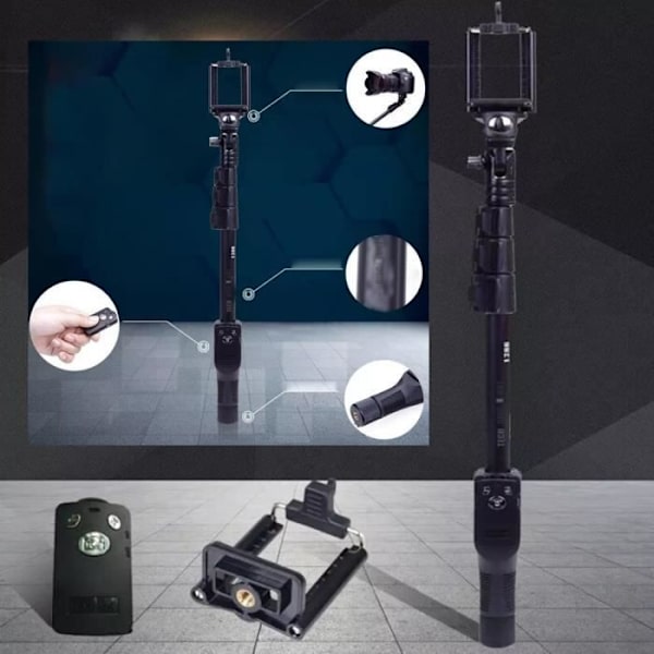 Selfie stick justerbar teleskopisk Samsung iphone-stång mobilehållare valokuva teleskopstång bluetooth stativ
