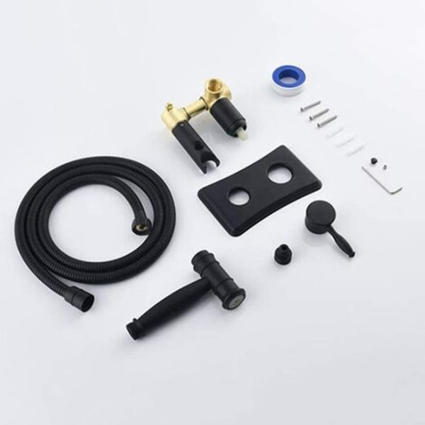 Toilet Bidet Spray, Bidet Bruser Sprøjte Messing Kit Enkeltgreb Vægmonteret Håndbruser Kit Sort WC Brusesæt