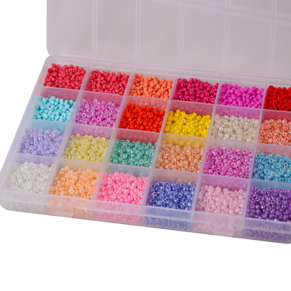 3mm Glass Rice Beads 24 Grid DIY Beaded Sett Box 24 Farger Armbånd Halskjede Materiale