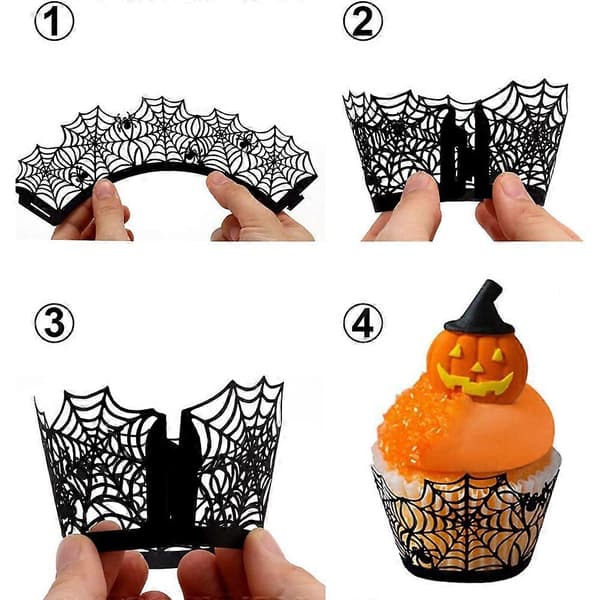 Cupcake Wrappers Sorte Flagermus Cupcake Wrappers Cupcake Liners Spøgelse Cupcake Dekorationer Tema Festartikler B 500pcs