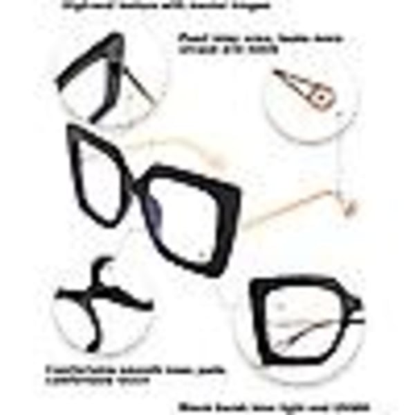 Överdimensionerade fyrkantiga blåljusblockerande glasögon Ansträngda ögon Bländning Pearl Inlay Arm Cat Eye Modeglasögon B2639