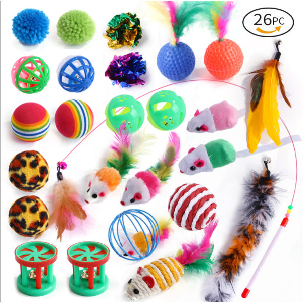 Pet Cat Cat Toy Plysj Mus Rainbow Channel Tunnel Feather Funny Cat Product (6 sett)