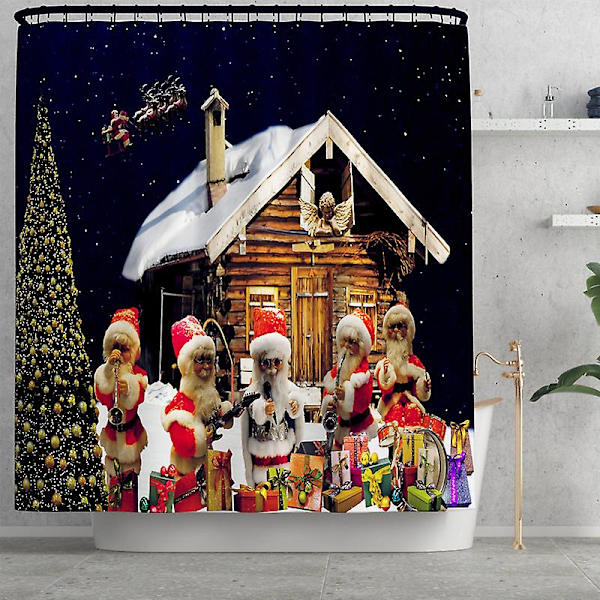 4pac Santa Claus Print vattentät duschdraperi