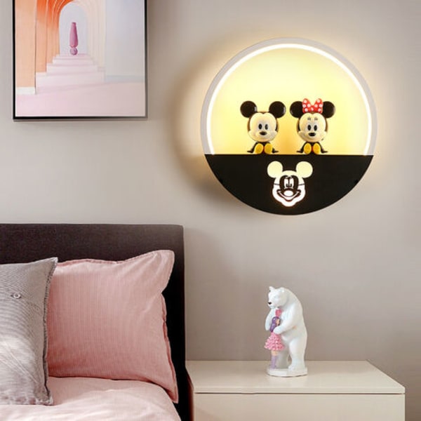 Modern LED-vägglampa, 18W, Sovrum Badrum Hall Trappa Nattlampa (Minnie Mickey, Varmt ljus)