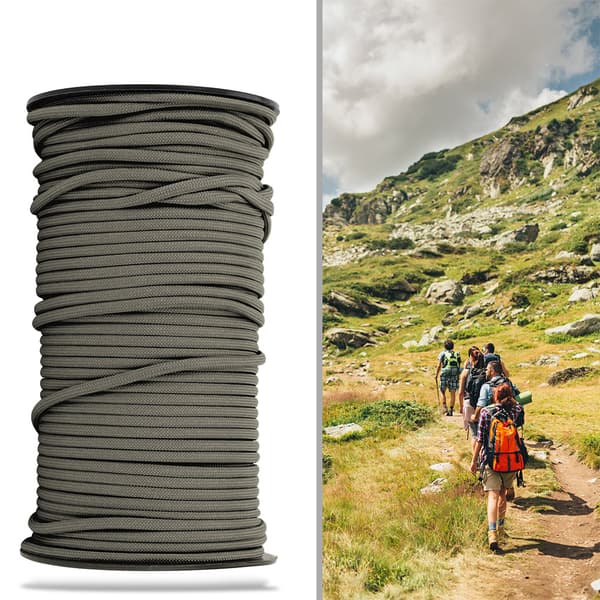 Kraftig Fallskjermsnøre 100 m 9 Tråder 4 mm Khaki
