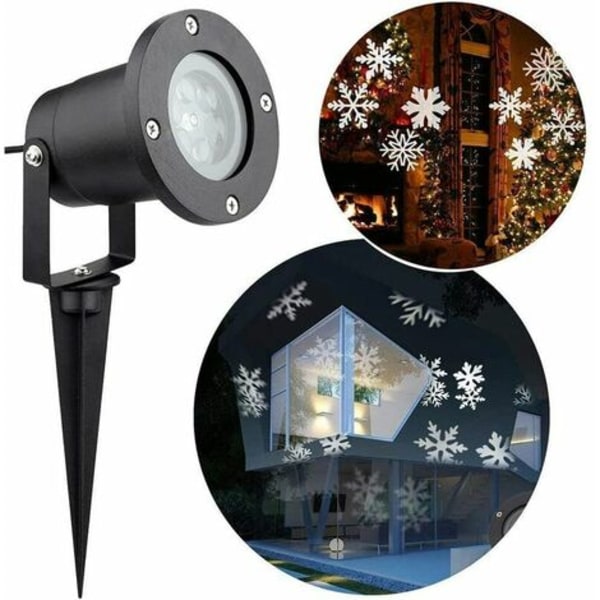 Juleprojektor LED snøfnugglampe Vanntett lys for utendørs innendørs julefest Hagebelysningsdekorasjon，Hvit S