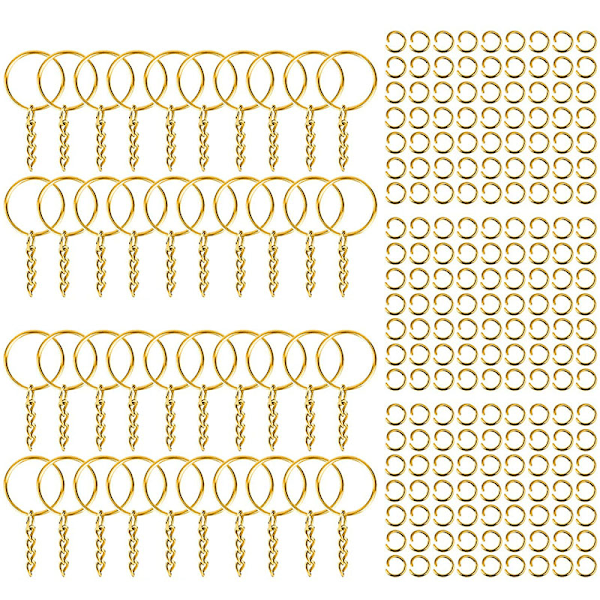 Gylne polerte DIY håndlagde metallnøkkelringer med kjeder for reisende