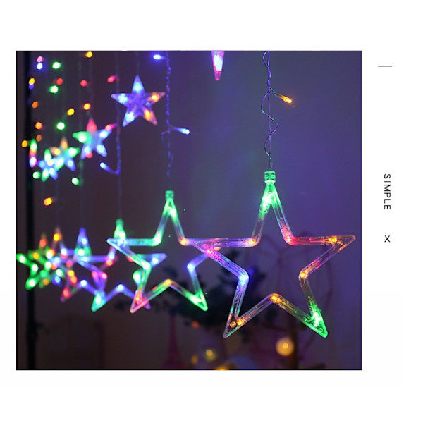 LED-koristevalot Juhla-pentagrammikoristeet tähtinauhavalot (lämpimät värit)