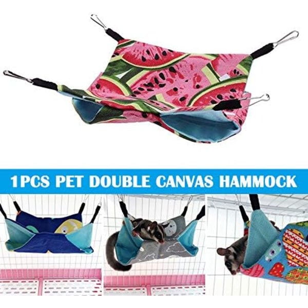 Lemmikkien riippumatot Riippusänky Nest Double Layer Canvas Riippumatto Hamsteri Chinchilla Ferret Riippumatto, Pöllö, 34cmx34cm,