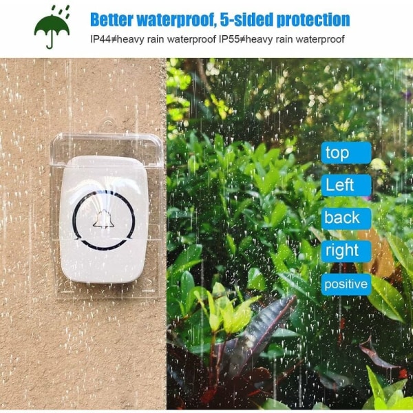 Vanntett deksel for ringeklokke, gjennomsiktig regntrekk, vanntett regntrekkboks, (vanntett deksel), beskytt ringeklokken