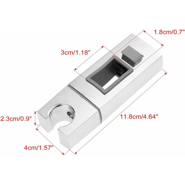 Liukuva suihkupään pidike kiskoon - 18 x 30 mm - suorakaiteen muotoinen, neliömäinen vaihdettava kädessä pidettävä suihkuteline, ABS kromi suihkupääteline kylpyhuoneeseen，