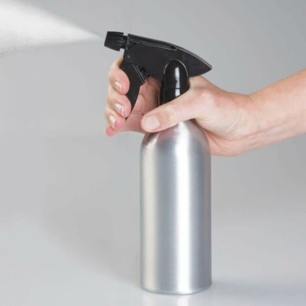 Tom sprayflaske - påfyllbar aluminiumssprøyte for hjem og hage - ideell som plantesprøyte - børstet metall / svart，
