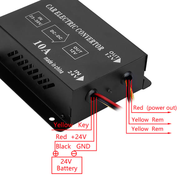 10A 120W DC 24V til 12V Step Down Konverter Spændingsreducerende Transformer