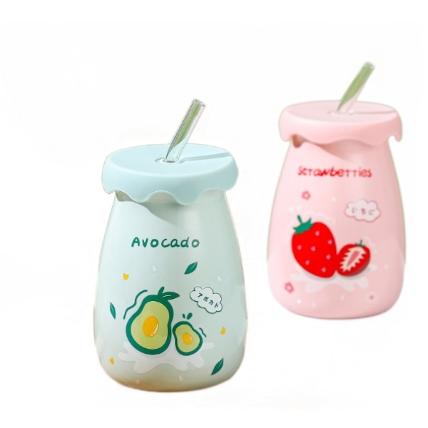 Melkekopp frukt melk te kopp husholdnings keramisk kopp halm kopp par kopp (sake flaske pluss (avokado))