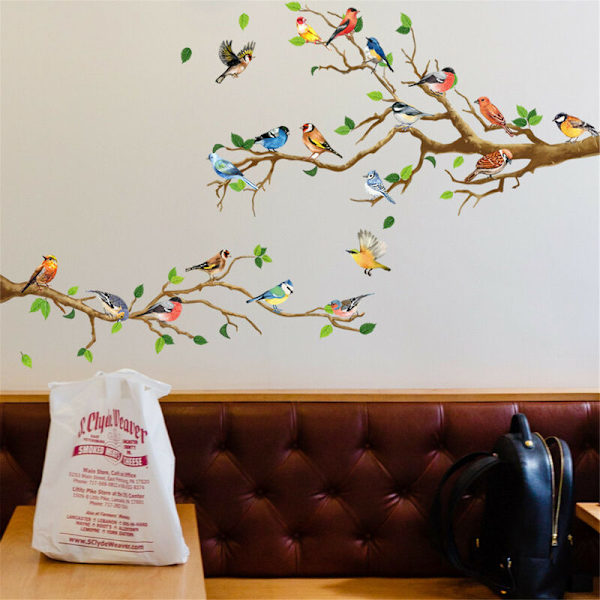 Branch Birds Wall Stickers Soveværelse PVC Baggrund Vægdekoration Wall Stickers