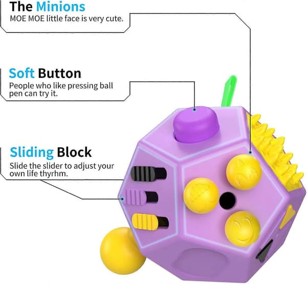 12-siders Fidget Cube, Fidget Twiddle Cube Dodekagon Stressreduserende Manuelt Leketøy[ht]