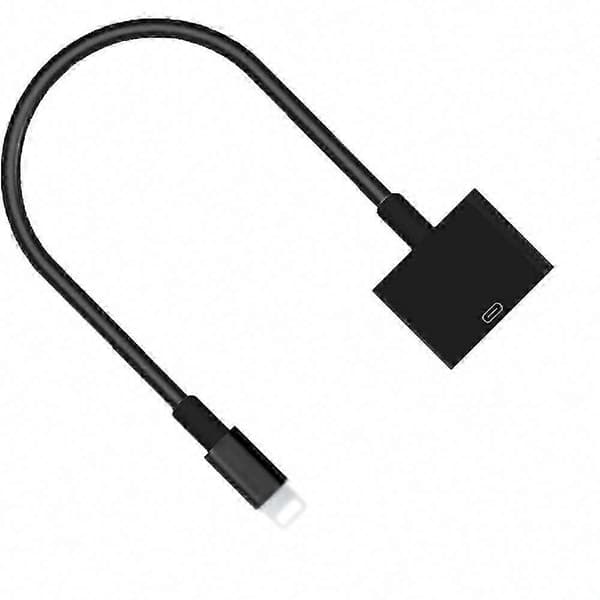 Lightning til 30-bens adapter med kabel til 13/13PM/12PM/11PM/XS/8P//iPod Sync opladningsunderstøttelse[ht] Black