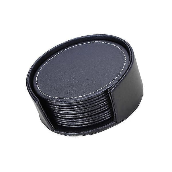 PU Dækkeserviet Coaster til Tallerken Sort Rund Varmeisolering