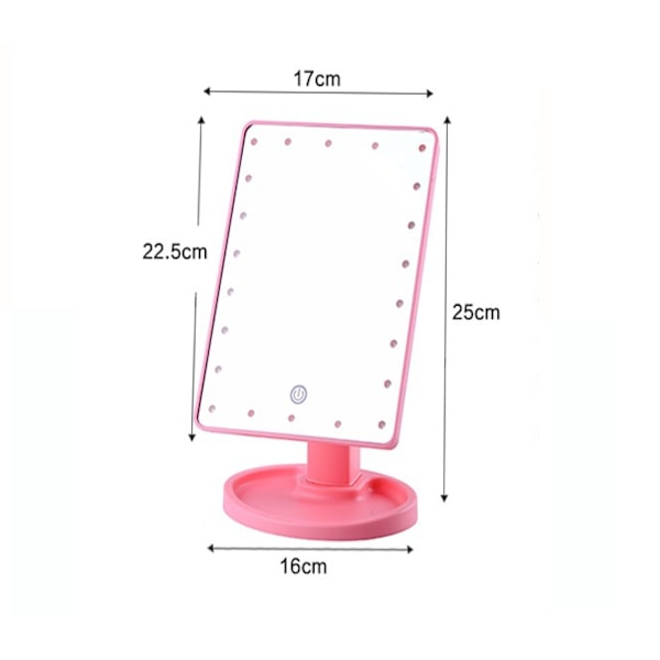 LED sminkspegel, glödlampsspegel med 16 glödlampor, skrivbordssminkspegel (vit, laddningsbar modell med 16 ljus),