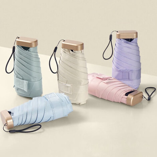Rib Folding Travel Paraply Shade Solbeskyttelse Kompakt Mini Paraply Sitrongul