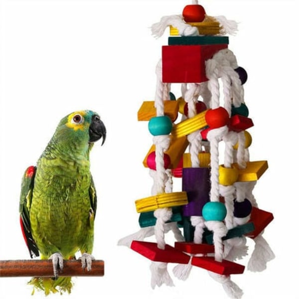 Legetøj - Bidelegetøj til papegøjebur Træblok Fuglepapegøjelegetøj til små og mellemstore papegøjer og fugle